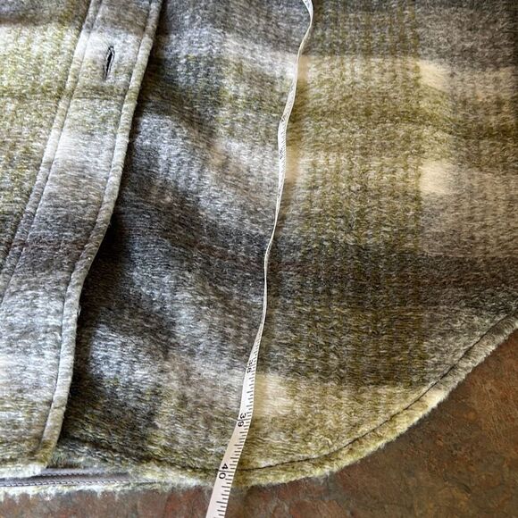 Joie Long Fleece Green Plaid Coat Dress with Pockets Medium - Picture 10 of 12